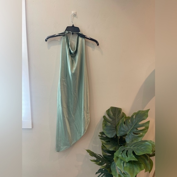 NWT Alice + Olivia Women Slip Dress Green Harmony Asymmetrical Deep Cowl Size 8 - Picture 8 of 8